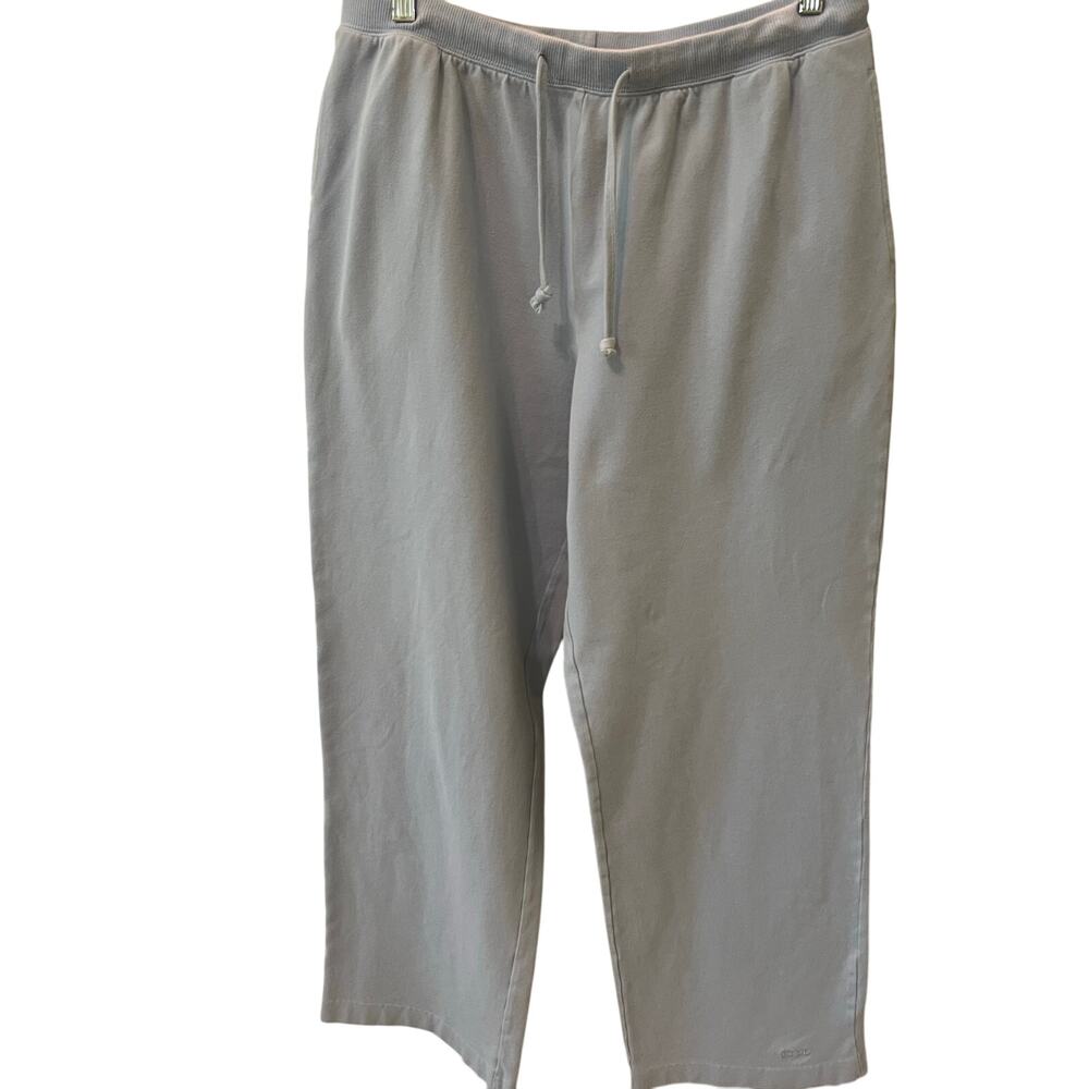 Izod Wide Leg Women's Knit Pull-on Pants Light Blue Size Large Comfortable
